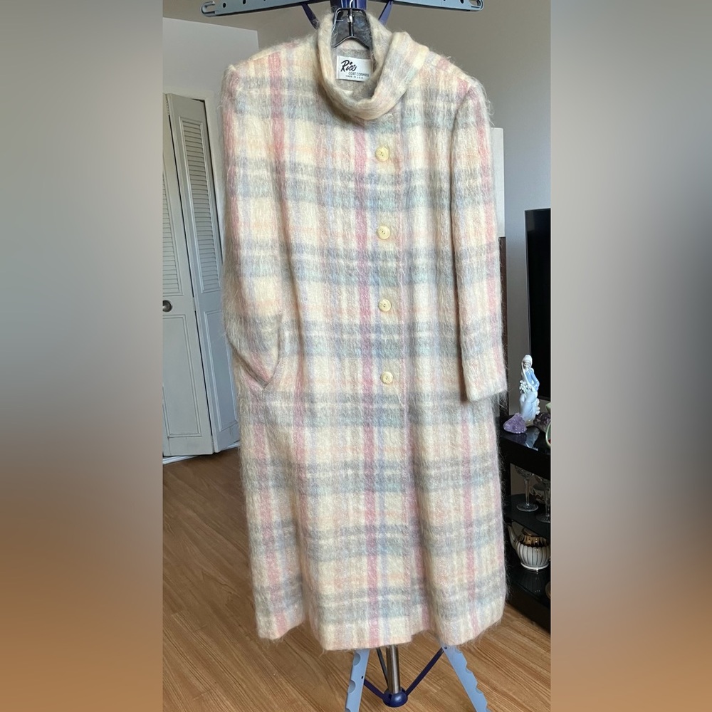 Vintage Pastel Plaid Mohair Coat